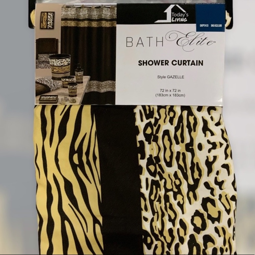 Animal Print Shower Curtain Fabric Gazelle Collection Chocolate Brown 72 X 72 in - Picture 6 of 9